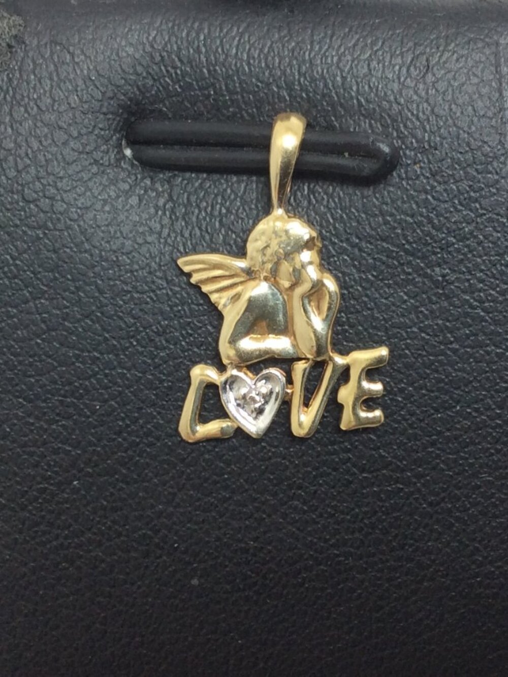 10K  Yellow real GOLD Love Cupid Angel Heart  PENDANT Charm  .60gr